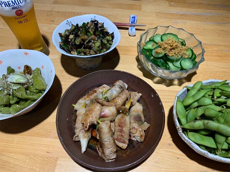プランター農園の食材で夕食